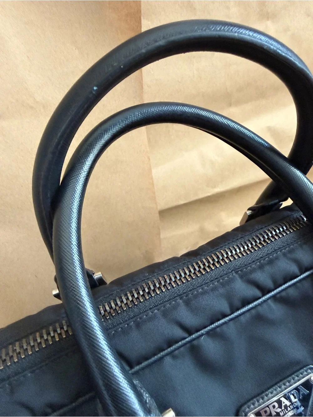 Prada Black Nylon Top-Handle Briefcase